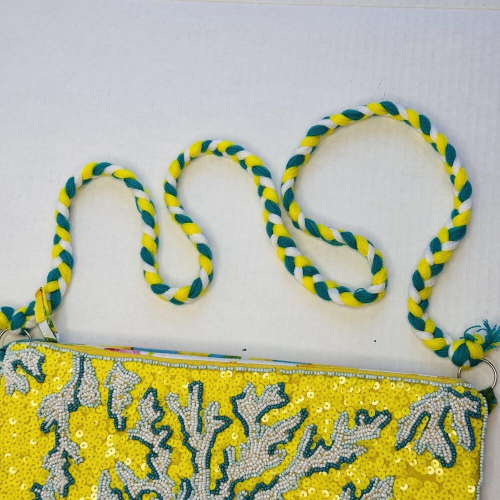 Antica Sartoria Giacomo Cinque Crossbody Bag Sequin Beaded Coral Tropical NEW - Picture 8 of 16